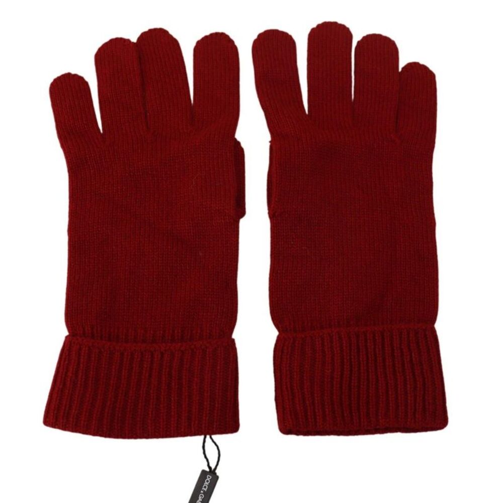 Dolce & Gabbana Red 100% Cashmere Knit Hands Mitten Mens Men's Gloves